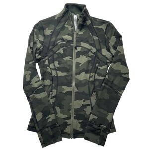 Lululemon Define Jacket Olive Green Camo Sz 6 Women's Athleisure Stretch Yoga